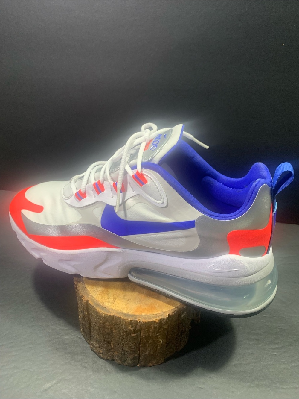 Nike Air Max 270 React Women’s White Blue Red Sliver Shoe Size- 10